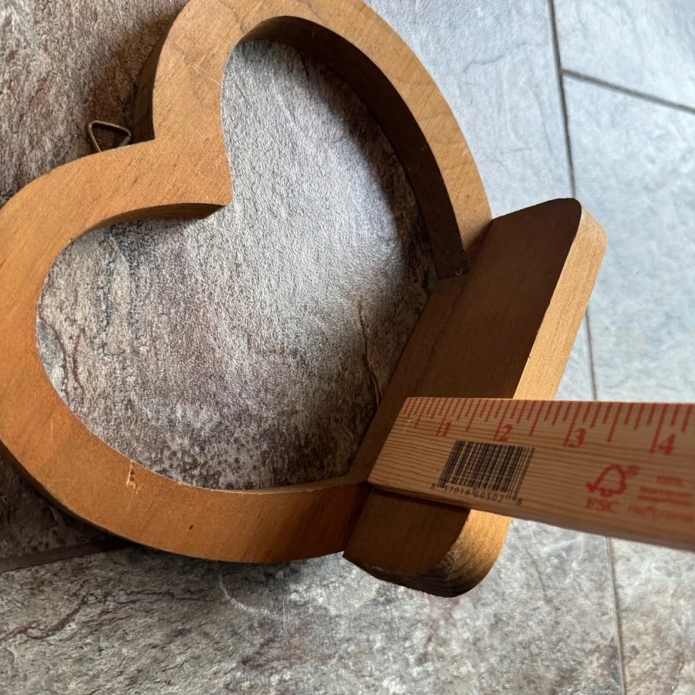 Vintage Wooden Heart Wall Shelf Small Floating Display Brown Rustic Home Decor